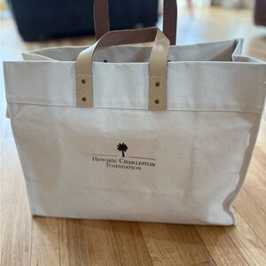 Historic Charleston Canvas Tote Bag with Tan Handles